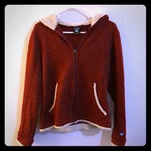 Red fleece sweater